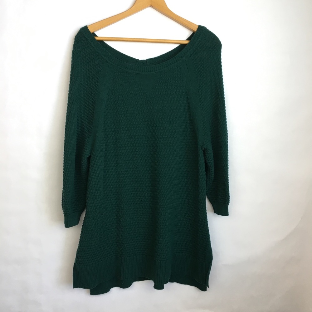 Lane Bryant Green Off The Shoudler Knit Sweater